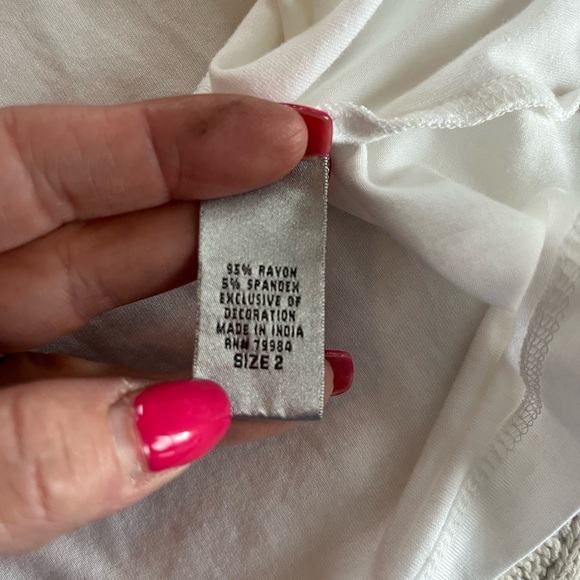 Chico’s Rich White Rayon 3/4 Sleeve Blouse Women’s Size Large - Picture 8 of 12